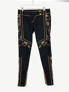 Balmain Black Embroidered Piped Riding-Style Jeans